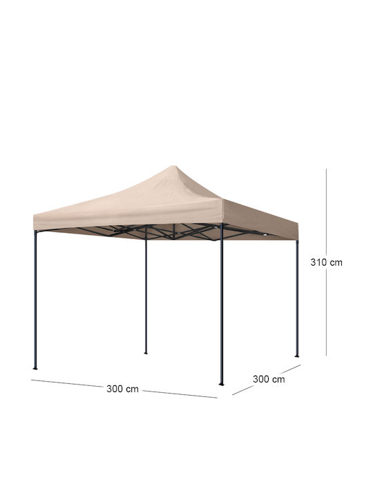 Megapap Foldable Garden Gazebo Bari Beige 3x3m
