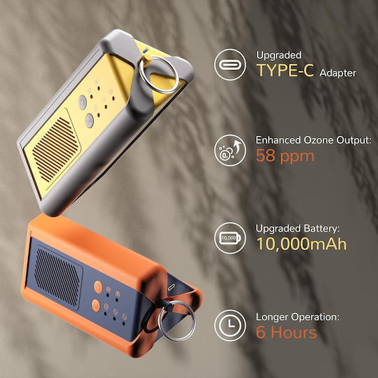 Airthereal Pa1k-go Generator Portabil de Ozon 1000mg/h Wireless Baterie Reîncărcabilă 3000mah 4 Moduri de Operare Eliminare Mirosuri Bacterii Viruși Pentru Mașină Hotel Birou Baie Spații de Până la 46 Mp Autonomie de Până la 4-6h