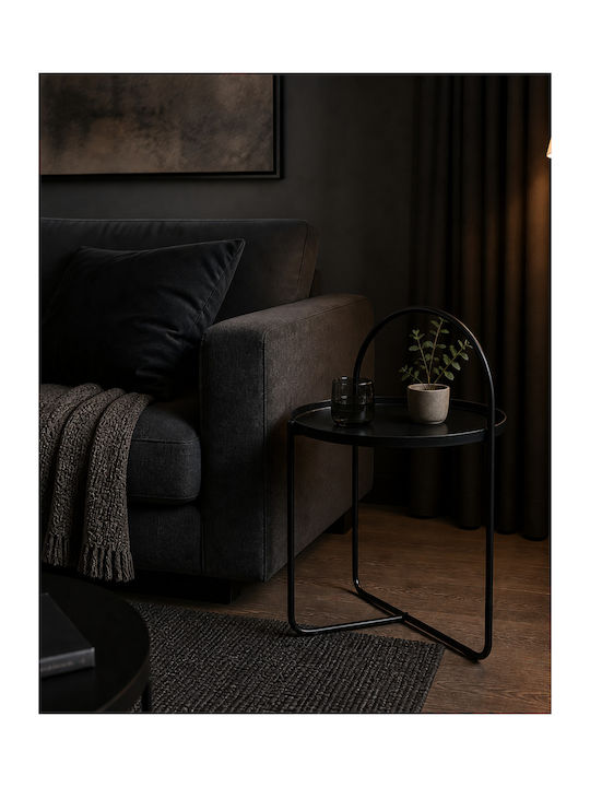 Round Side Table Metal Black W40xL40xH65cm