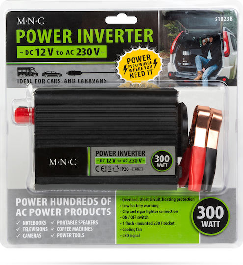 Inverter Auto Undă Sinusoidală Modificată 300W pentru Conversie 12V DC la 230V AC