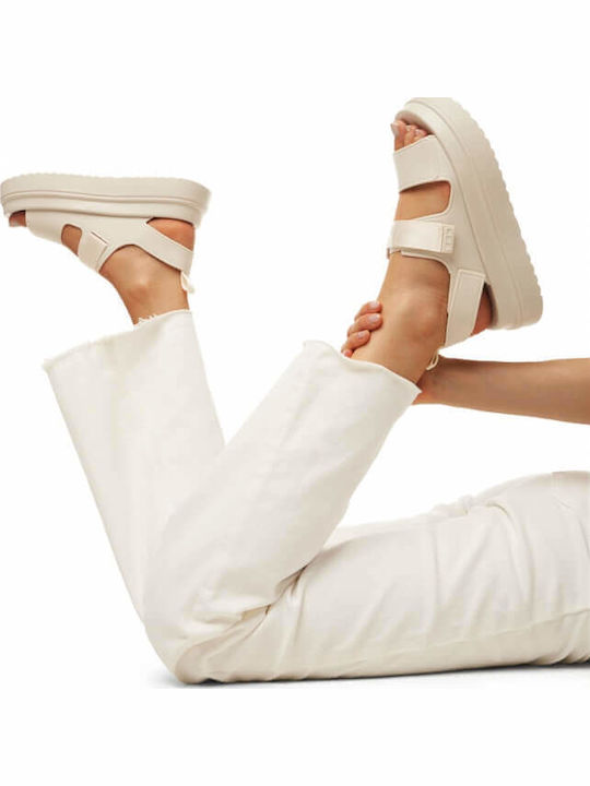 Sandale Casual Damă Flatforme Bej