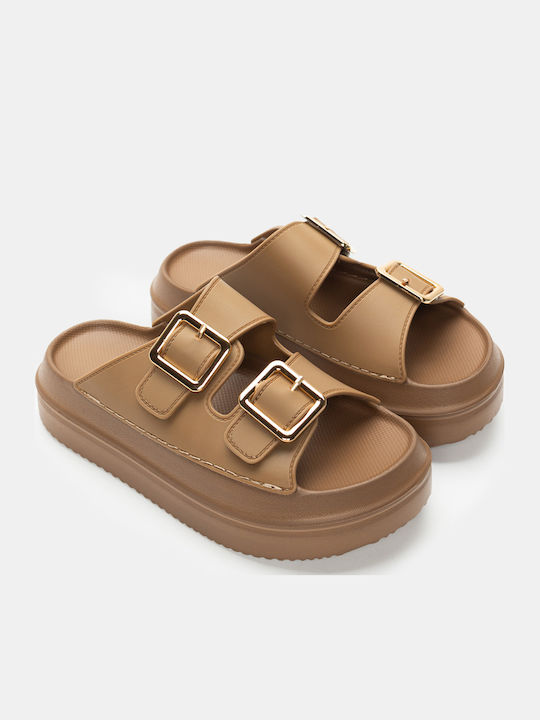 Flache Sandalen für Damen Flatforms in Braun Farbe