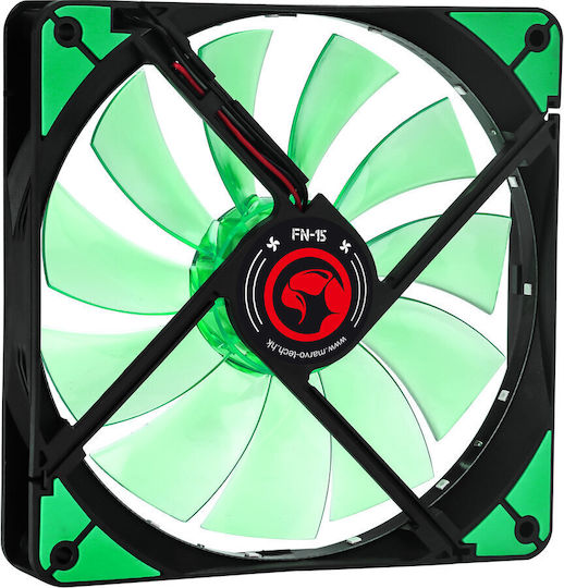 Marvo FN-15 Case Fan 140mm (200rpm / 55cfm) με Πράσινο Φωτισμό Πράσινο