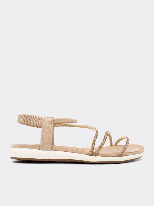 Women's Flat Sandals in Beige Color