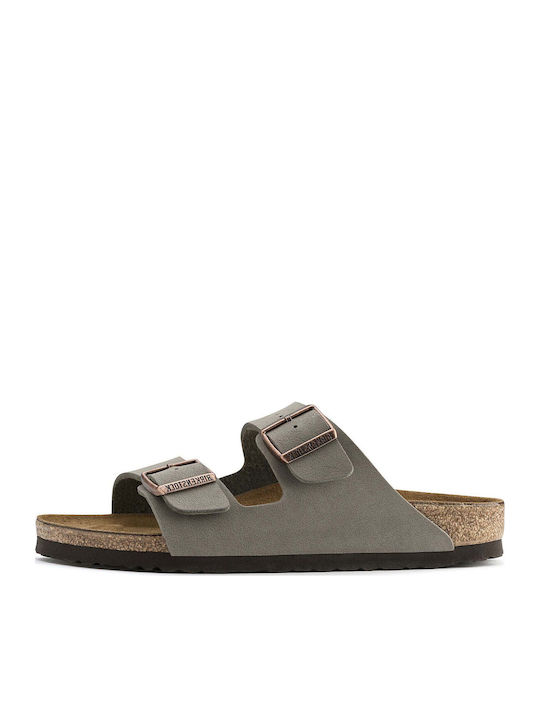 Arizona Δερμάτινα Γυναικεία Σανδάλια Γκρι Regular Fit