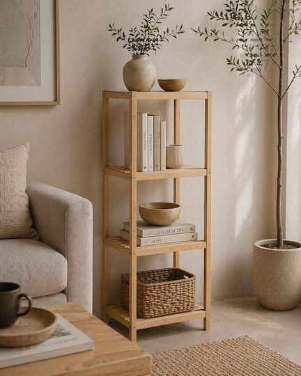 MRShome Επιδαπέδια Ραφιέρα Μπάνιου Bamboo 34x33x111cm