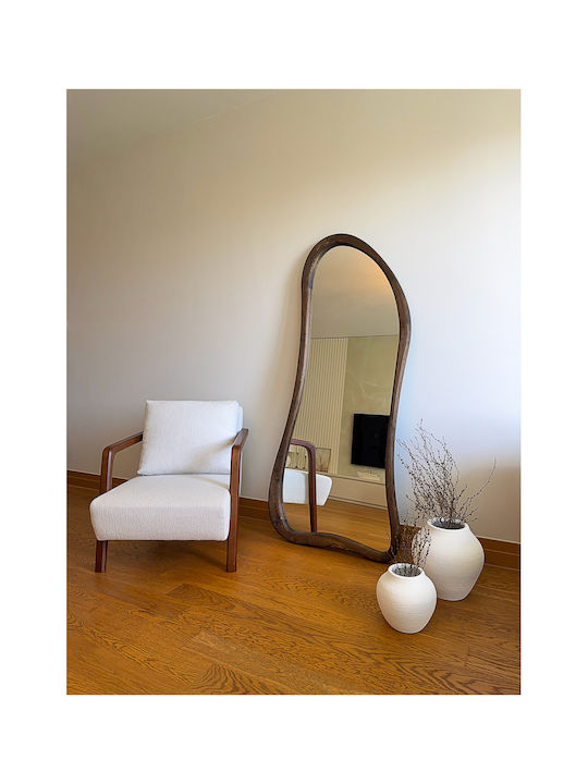 SteweHome Asymmetrischer Boden- oder Standspiegel mit Braun Holz Rahmen 180x80cm