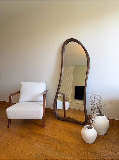 SteweHome Asymmetric Mirror with Brown Wooden Frame 180x80cm