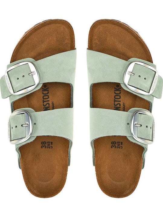 Arizona Big Buckle Δερμάτινα Γυναικεία Σανδάλια Πράσινα Narrow Fit
