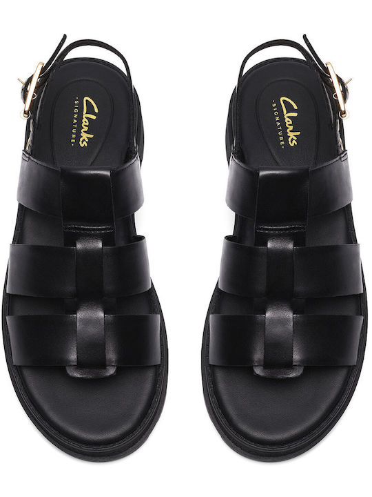 Strap Leather Women's Sandals Black