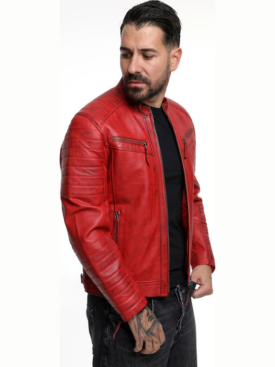 Δερμάτινο Μπουφάν Biker Κόκκινο