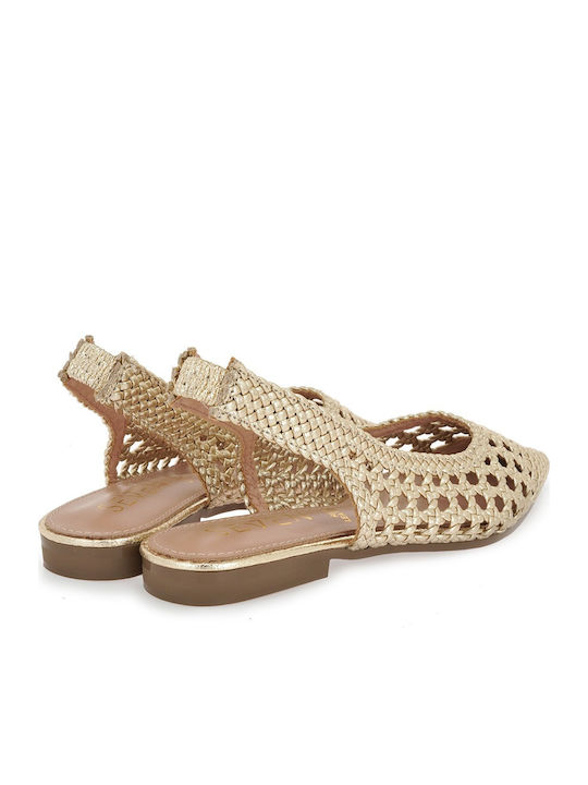 Women's Ballerina Shoes Slingback in Gold Colour