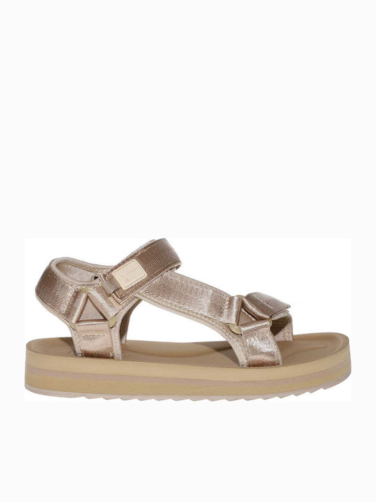 Women's Flat Sandals in Gold Color