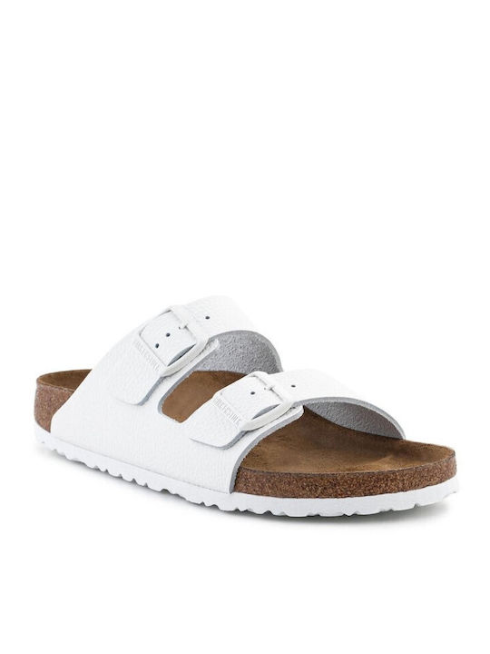 Arizona Leather Women's Flat Sandals in White Color Narrow Fit