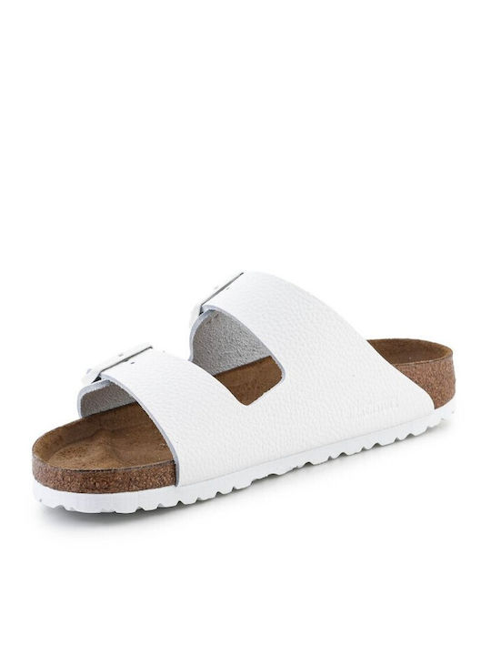 Arizona Leather Women's Flat Sandals in White Color Narrow Fit