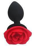 SMD Rose Butt Plug, Πρωκτική Σφήνα από Σιλικόνη με βάση Τριαντάφυλλο S 7cm, Black / Red Rose