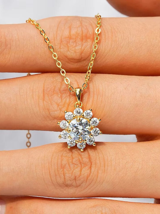 By Queen Luxury Jewelry Gold Necklace 18K Moissanite Flower Pattern
