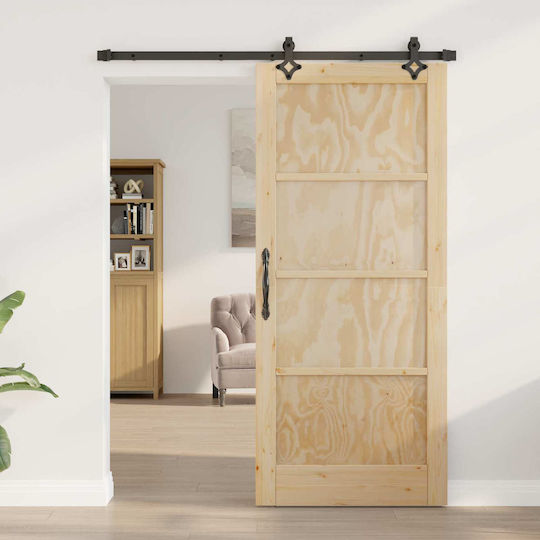 Schiebetür Orkdal Natur 86 x 198,5 cm Massivholz Kiefer 3445546 Braun