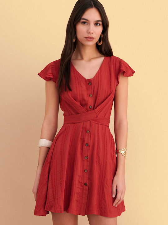 Summer Mini Shirt Dress Red
