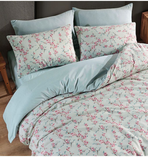 SteweHome Cotton Duvet Cover Set 200x220cm Double With 2 Pillowcases Green
