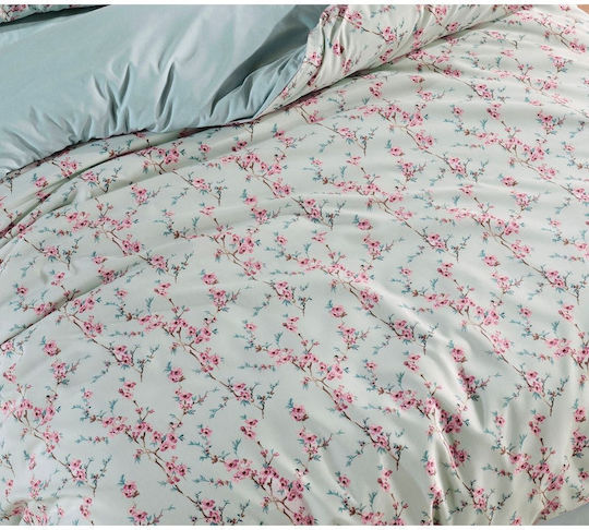 SteweHome Cotton Duvet Cover Set 200x220cm Double With 2 Pillowcases Green