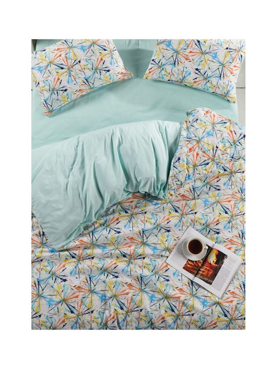 SteweHome Σετ Παπλωματοθήκη Βαμβακερή 220x240cm Υπέρδιπλη με 2 Μαξιλαροθήκες Πολύχρωμο