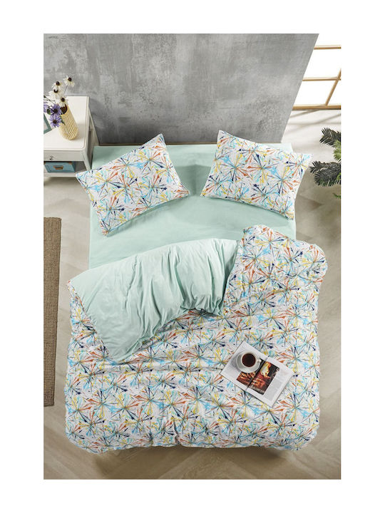 SteweHome Σετ Παπλωματοθήκη Βαμβακερή 220x240cm Υπέρδιπλη με 2 Μαξιλαροθήκες Πολύχρωμο