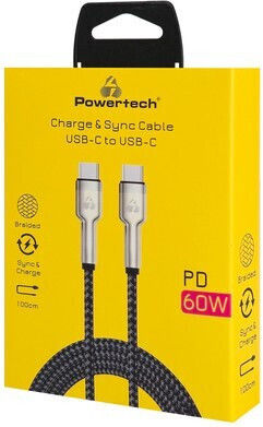 Powertech USB 2.0 Cable USB-C male - USB-C 60W PD Μαύρο 1m PTR-0198