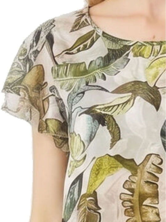 Women's Blouse Floral Khaki
