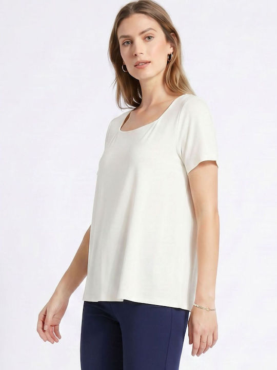 Bluza Damă Mâneci Scurte Ecru