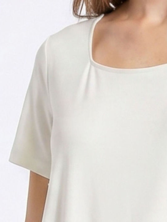 Bluza Damă Mâneci Scurte Ecru