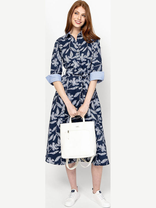 Summer Midi Shirt Dress Blue