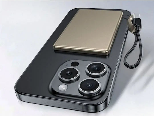Verk Group 06396 Power Bank 5000mAh 20W με Θύρα USB-A και Θύρα USB-C Power Delivery Χρυσό