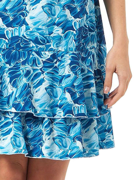 Mini Damenkleid mit Rüschen Blau
