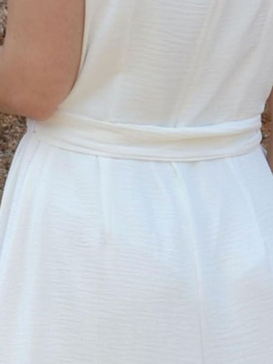 Sommer Midi Damenkleid Ecru