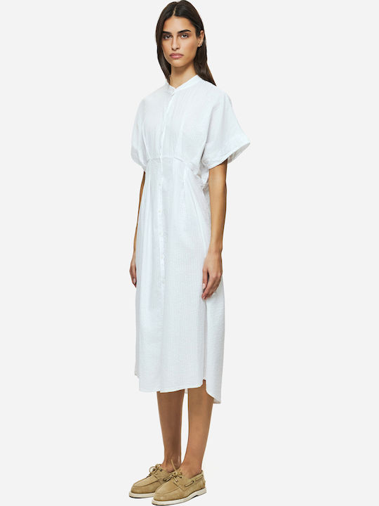 Sommer Midi Hemdkleid Weiß
