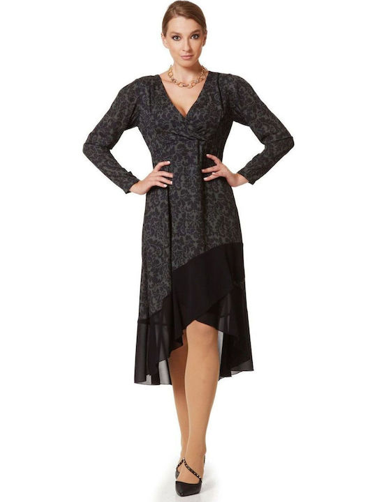 Mini Evening Dress Wrap with Ruffles Black