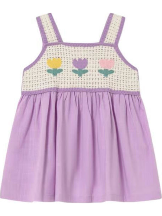 Girls Dress Sleeveless Knitted Lilac
