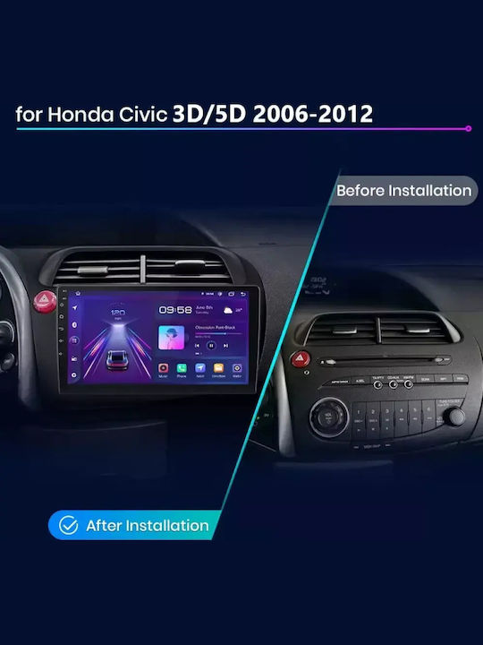 Auto-Audiosystem für Honda Civic 2006-2012 mit Klima (Bluetooth/USB/Eingebautes Wi-Fi / GPS / Apple CarPlay / Android Auto) mit 9 Zoll Touchscreen