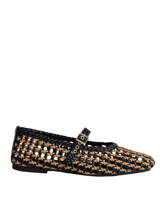 Women's Ballerina Shoes With Strap in Beige Colour