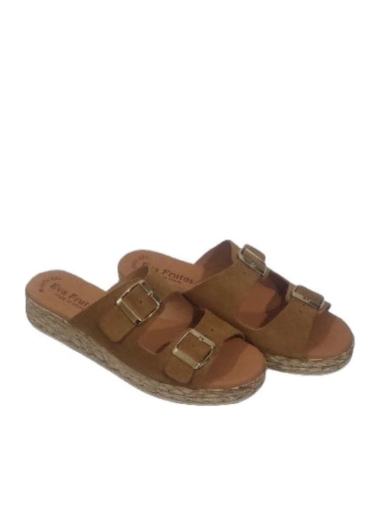 Leder Flache Sandalen für Damen Tabac Braun