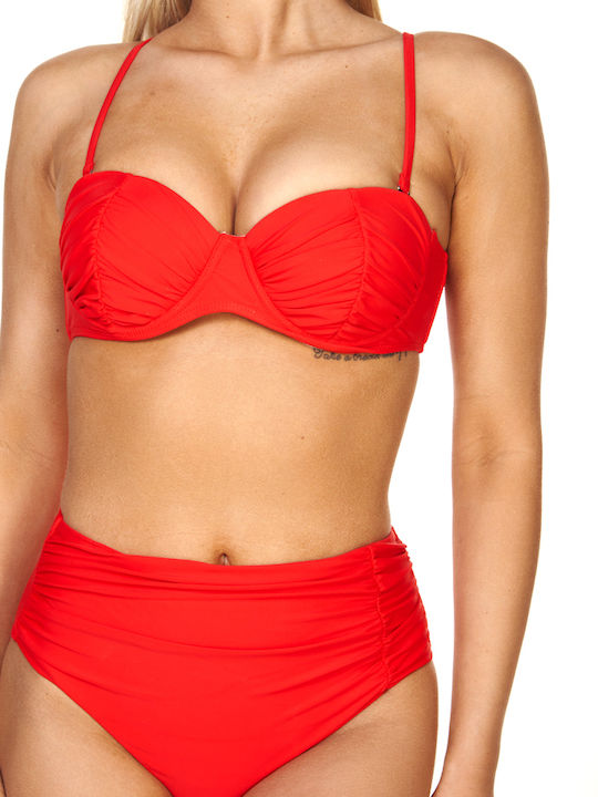 Set Bikini Ψηλόμεσο Κόκκινο
