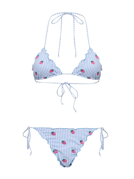 Set Bikini Gestreift Weiß-Rosa-Seegrün