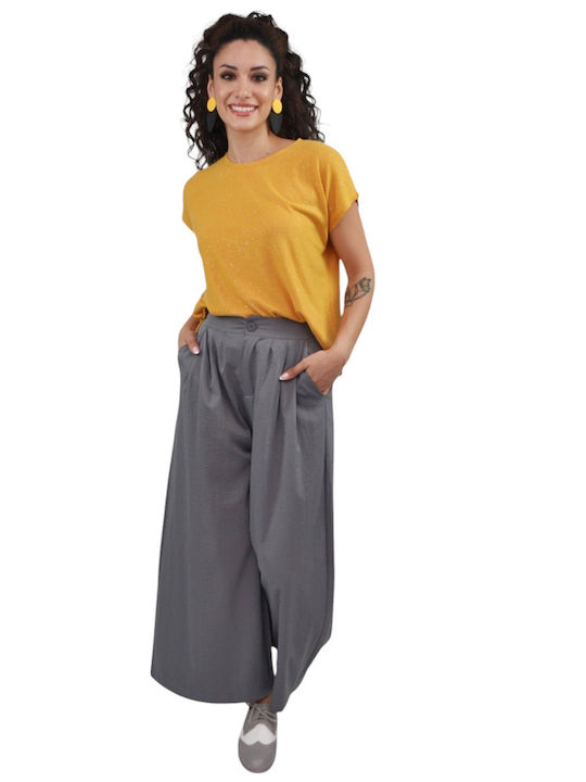 Damen Stoffhose mit Gummiband in Gerade Bein Stil Hellblau