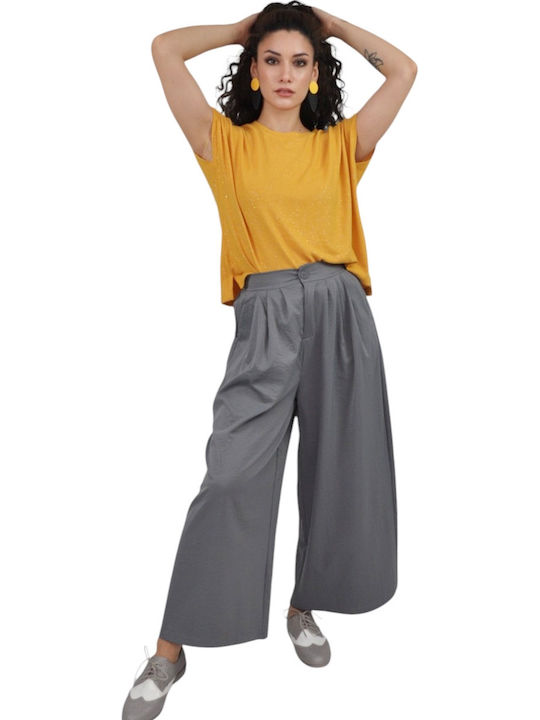 Damen Stoffhose mit Gummiband in Gerade Bein Stil Hellblau