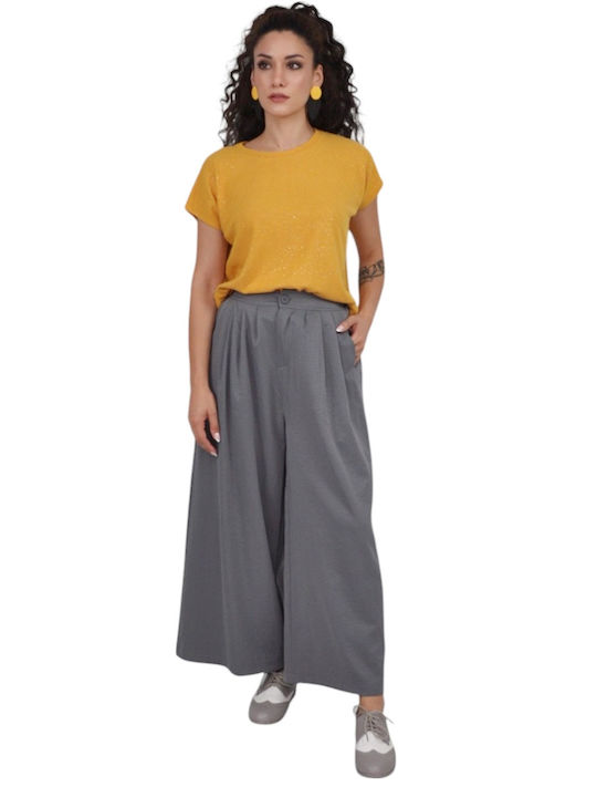Damen Stoffhose mit Gummiband in Gerade Bein Stil Hellblau