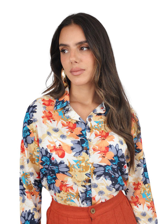 Long Sleeve Women's Shirt Multicolour Floral