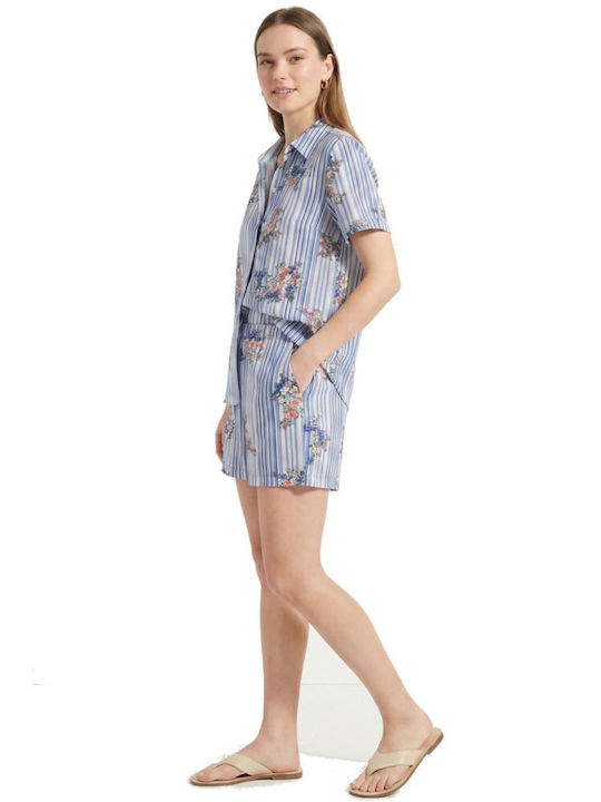 Long Sleeve Women's Light Blue Striped Shirt