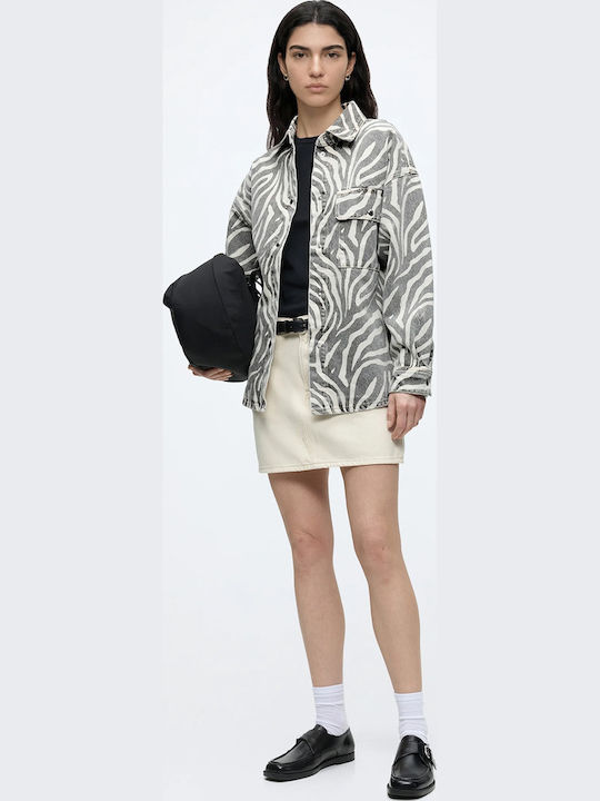 Long Women's Jean Jacket Animal Print