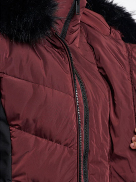 Дамско Puffer Яке за Зима Бордо